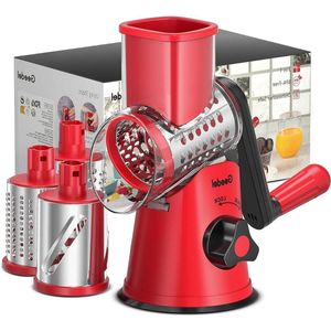 Roterende Kaasrasp Groenteheoel met Drie Trommelbladen - Snellere Groentesnijder voor de Keuken - Handmatige Rasp voor Kaas, Komkommer, Wortel, Noten etc.