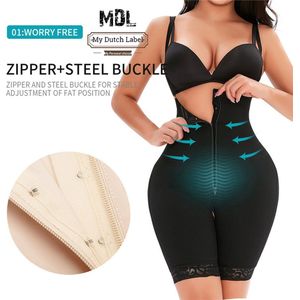 Sterk Fajas Double control – Shapewear met Butt Lift & Platte Buik Effect – Verstelbare Bandjes, Rits & 3 Hooks – Perfect voor Herstel & Slankere Dijen - Maat XXL - Kleur Zwart