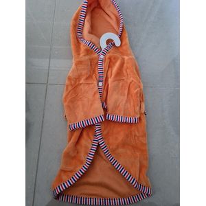 Honden badjas Oranje - 30cm - 100% Polyester - Met knoopjes