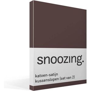 Snoozing - Katoen-satijn - Kussenslopen - Set van 2 - 40x60 cm - Bruin