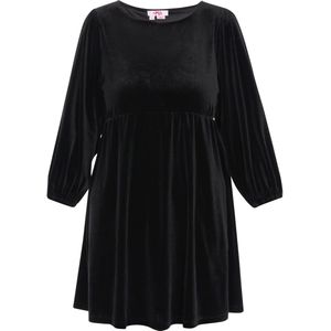 MYMO - Jurk - Zwart - Fluweel/Nicky Velours - Kort/Mini - Driekwart Mouw