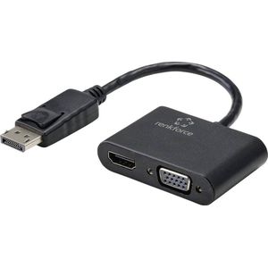 Renkforce RF-4505752 DisplayPort / HDMI / VGA Adapter [1x DisplayPort stekker - 1x HDMI-bus, VGA-bus] Zwart 15.00 cm
