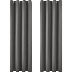 Verduisterende Gordijnen Donker Grijs 140x175 cm - Set van 2 Stuks - Thermisch Isolerende Gordijnen voor Slaapkamer en Woonkamer blackout curtains