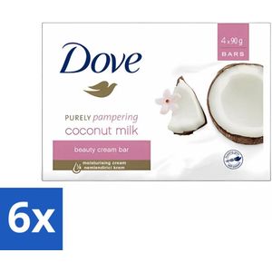 6 x Dove - Zeep - Purely Pampering - Kokos - Zacht en verzorgend - 4 x 100 g - Dove Zeep - Kokos Zeep - Jasmijn Zeep - Hydraterende Zeep - Wastabletten
