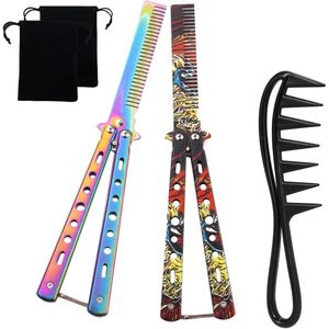 3 stuks vlinderstijl kam - Opvouwbare zakkam voor haarstyling - Kam voor verschillende haren - Set van 3 kwaliteitskammen - Praktisch en handig