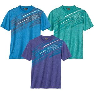 ATLAS FOR MEN - Set van 3 gemêleerde T-shirts - Heren - Verkrijgbaar in grote maten - XL