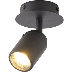 QAZQA ducha - Moderne Plafondlamp voor badkamer - 1 lichts - Ø 100 mm - Zwart -