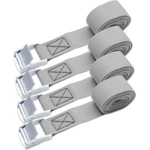 Verstelbare Lashing Straps Set van 4 met Ratchet - Robuuste en Duurzame Bevestigingsbanden voor Fietsendrager, Lading en Kampeeractiviteiten