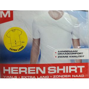 Q-Tex - Heren T-Shirt - Extra Lang - V-Hals - Mooie Kwaliteit -Zonder Naad - Maat M - Kleur Zwart - Voordeel Set 2 Stuks