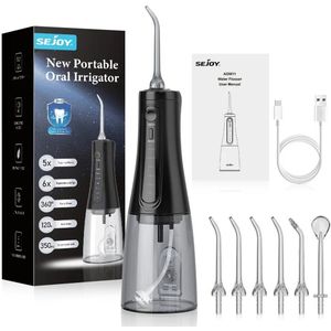 Flosapparaten - Flosser Waterflosser - Flosser Electrisch - Flossen - 5 Standen - 350 ML Tankinhoud - Draadloos - Zwart