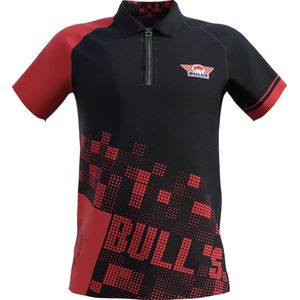 Bull's Plain Black Red Polo Dartshirt Maat: S