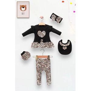 Leopard - Baby newborn 5-delige kleding set meisjes - Newborn kleding set - Newborn set - Babykleding - Babyshower cadeau - Kraamcadeau