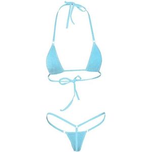 New Age Devi - Micro Bikini - G- String - Halter Top - Licht Blauw