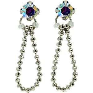 Behave - Oorbellen met kristal en druppelhanger - Glam party look