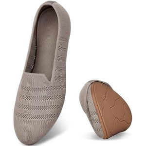 Dames Ballerina's Slip-On Flats met Ronde Neus - Comfortabele Tricot Pantoffels voor Vrouwen