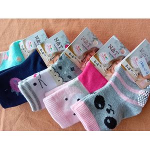 Kindersokken - Antislip ABS - 5 paar - Mix van figuurtjes - 0 tot 6 maanden
