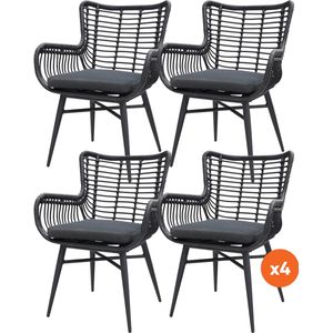 Set van 4 - Jasmine dining tuinstoel - Black