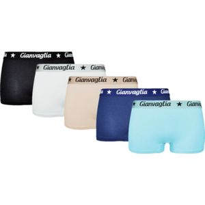 Dames Onderbroek Katoen - Boxershort 5-pack - Korte Pijp - Maat M - Zwart/ wit/ beige/ donkerblauw/ blauw