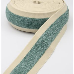 5 Meter Zachte TAILLEBAND ELASTIEK, Breedte 40MM, Voor Rokken, Broeken en Kleedjes, Kleur 03 BEIGE/GROEN