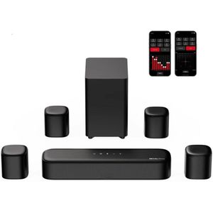 Soundbar - 7.1ch - Soundbar voor TV - Surround Sound-Systeem - met Subwoofer - Dolby Atmos - Smart App-bediening - Thuisbioscoopgeluidssysteem - Bluetooth-luidspreker - AUX - Optische Ingang - USB - Bluetooth - HDMI - 350W - Zwart
