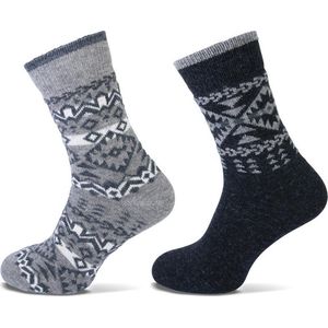4 paar lekker warme sokken grijs/wit en zwart/grijs motief 36-42 Teckel