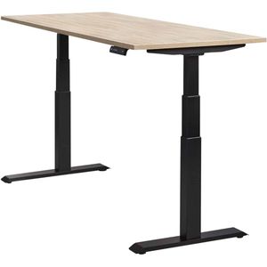 Elektrisch Verstelbare Werkplek - Breed 120CM - Diep 80CM - Licht Eiken - Zwart Frame