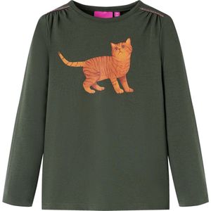 vidaXL - Kindershirt - met - lange - mouwen - 116 - kakikleurig