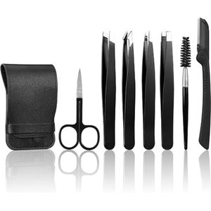 7-delige precisiepincet set van roestvrij staal voor wenkbrauw- en gezichtsverzorging