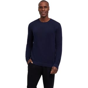 FALKE Basic Crew Neck Cotton Piqué elegante klassieker katoen trui heren blauw - maat M
