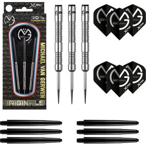 Michael van Gerwen dartpijlen – Originals - 90% Tungsten – 21 gram – dartpijlen – plus 2 sets darts shafts en 2 sets darts flights – groen
