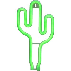 Groenovatie LED Neon Wandlamp ""Cactus"", Op Batterijen en USB, 27x15x2cm, Groen