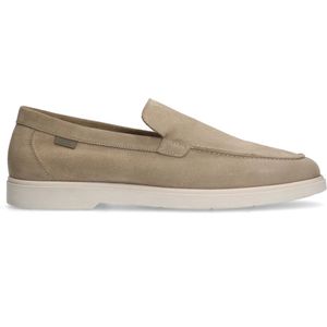 Manfield - Heren - Beige suède loafers - Maat 45