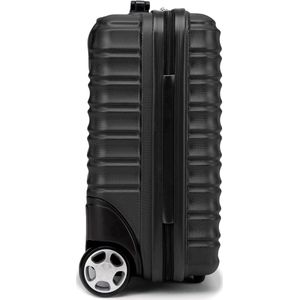 Reiskoffer kleine koffer handbagage rolkoffer harde schaal van ABS met 2 standaard wielen cijferslot telescoopgreep Groove Line kleine koffer XXS zwart