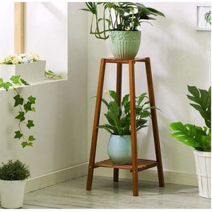 Plantenrek - Wandrek - Voor Planten - Ladder Kast - 2 Planken - 2 Laags - Plantenrek - Bamboe - Binnen/buiten