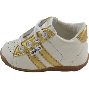 Leren schoenen -  wit/goud - meisje - eerste stapjes - babyschoenen - flexibel - sneakers - maat 21