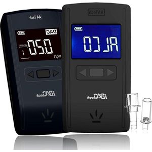 Alcohol tester with LCD display - Digital test with low power consumption - User-friendly promillemeter - 6 nozzles included alcohol testers