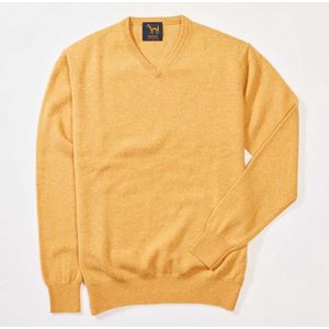 Osborne Knitwear Trui met V hals - Sweater heren in Lamswol - Pullover Heren - Mango - M