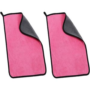 Thelau - Microvezel Auto Reinigingsdoeken Set van 2 - Super Absorberende Autowas Handdoeken - Pluche Doeken voor Auto Detailing - Roze - 30 x 60 cm