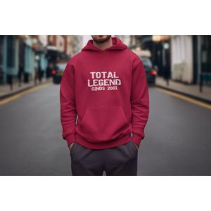 2001 Jaar Rood Hoodie heren - Maat M - Total Legend - Verjaardag Cadeau Mannen - Limited Edition