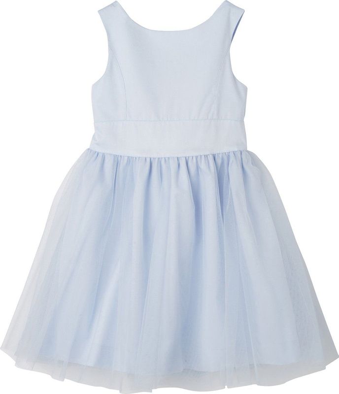 Feestelijke meisjesjurk in satijn en tule hemelsblauw