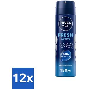 NIVEA MEN - Deodorant Spray - Fresh Active - 150 ml - Voordeelverpakking - 12 stuks