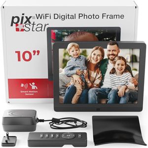 Pix Star Easy Digitale Fotolijst WiFi 10 inch - Deel Video's en Foto's Direct via E-mail of App, Bewegingssensor, IPS-display, Eenvoudige Installatie in 1 Minuut, Perfect als Cadeau