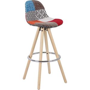Hoge Barkruk Color - Zithoogte 75cm - Set van 1 - Keuken - Barstoelen - Met rugleuning - Linnen - Zwart frame