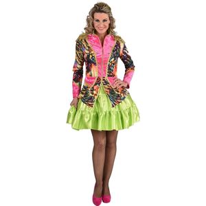 Magic By Freddy's - Circus Kostuum - Jas Neon Disco Tijger Vrouw - Roze - Small - Carnavalskleding - Verkleedkleding