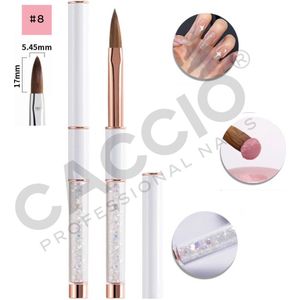 CACCIO® MASTER PRO Kolinsky Acryl penseel #8 - Acryl Penseel - Wit Rose Goud - Acryl nagels - Nagel penseel -Manicurist - Premium Kwaliteit Penseel - Sculpting Brush - Nagels - Nagel kwast-Acryl poeder - Acryl vloeistof - Professioneel Gebruik