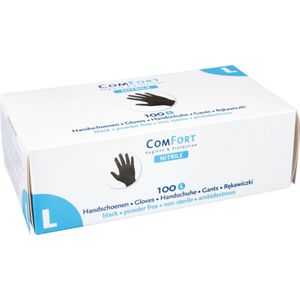 1000 x Comfort Nitril handschoenen zwart - Maat L - 10 x 100 stuks