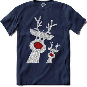 Glitter Kerst Buddy's - T-Shirt - Heren - Navy Blue - Maat 4XL