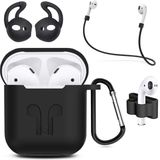 MMOBIEL - Siliconen Case - Zwart - Compatibel met AirPods 1/2 - 6 in 1 Set