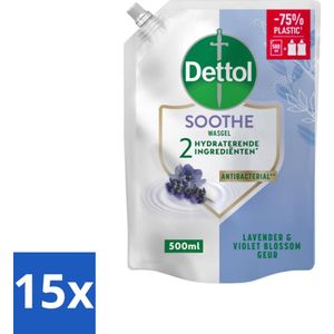 Dettol - Handzeep Navulling - Soothe - Lavendel & Vioolbloesem - 500 ml - Bulkverpakking - 15 stuks