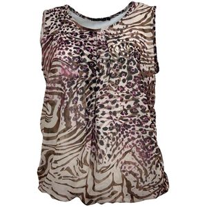 Pink Lady dames top - E102 - roze panter print - mouwloos - maat XXL